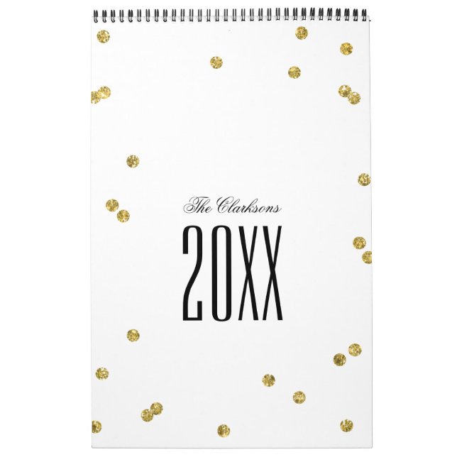 Mural Calendrier Confetti Parties scintillant Or (Protection)
