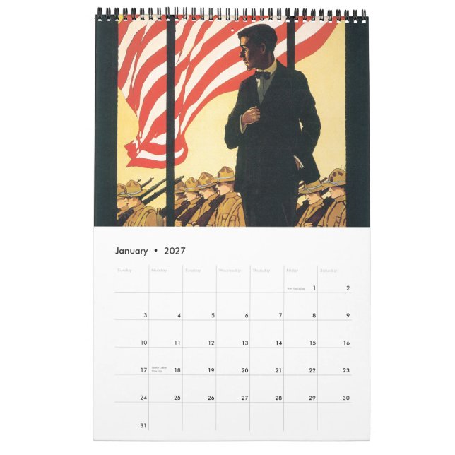 Mural Calendrier d'affiche de guerre mondiale (Jan 2027)