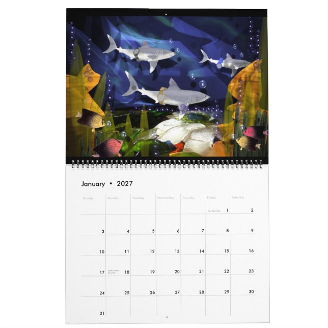 Mural Calendrier d'art 2013 Large Sea-Life par Valxart.c (Jan 2027)