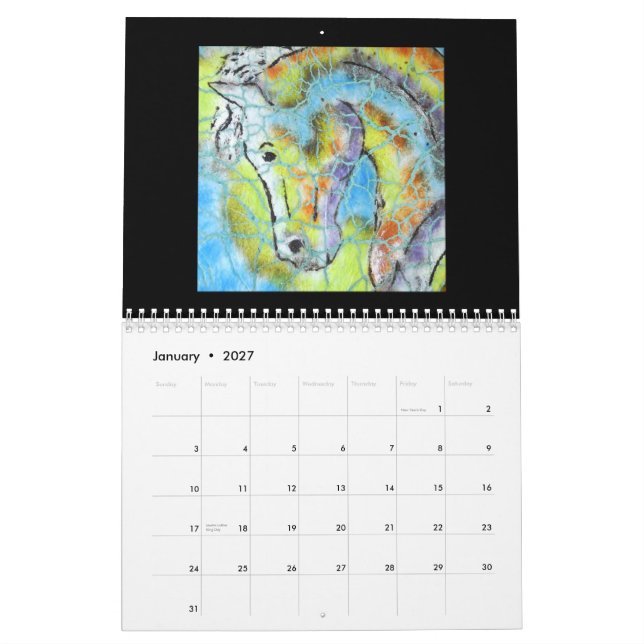 Mural Calendrier d'art de cheval (Jan 2027)