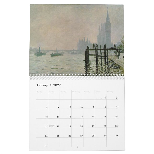 Mural Calendrier d'art français Monet 2015 (Jan 2027)