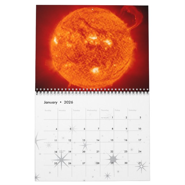 Mural Calendrier d'astronomie d'espace du système (Jan 2026)