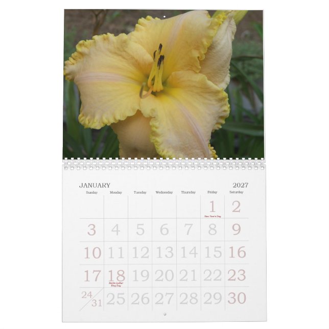 Mural Calendrier de 2008 Daylilies - customisé (Jan 2027)