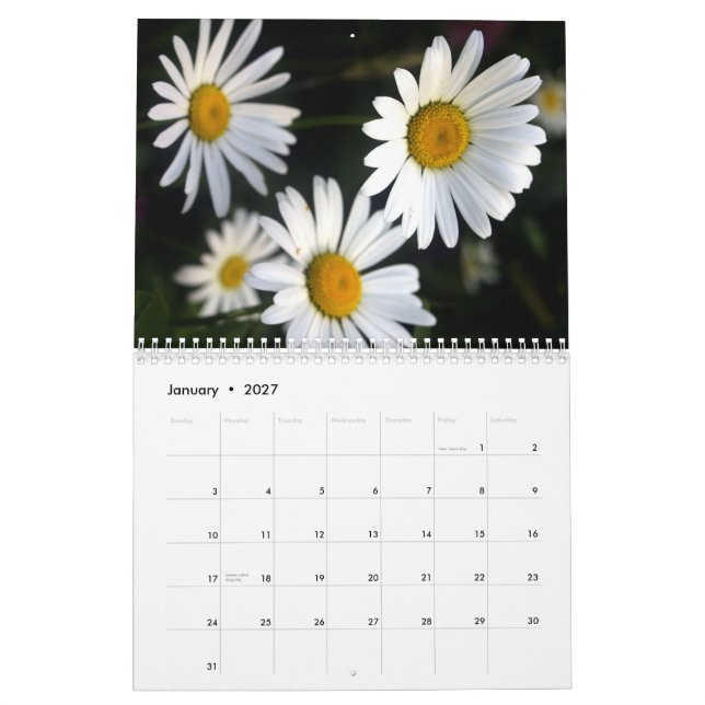 Mural Calendrier de 2012 fleurs (Jan 2027)