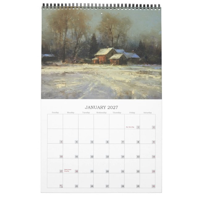Mural Calendrier de beaux-arts (Jan 2027)