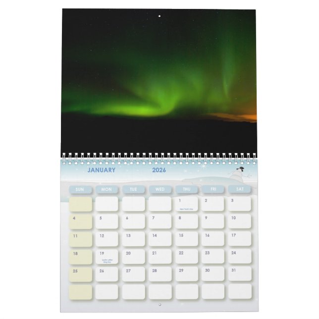 Mural Calendrier de Borealis 2011 de l'aurore (Jan 2026)