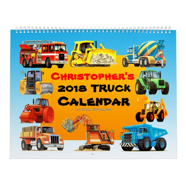 Mural Calendrier de camion de construction de 2018 (Protection)