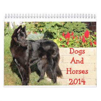 Mural Calendrier de chevaux et de chiens 2014