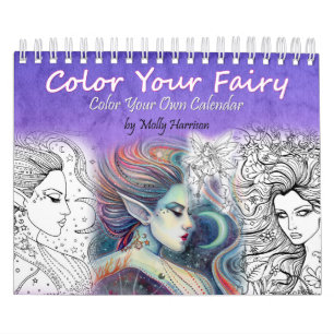 Mural Calendrier de coloriage de fée 2017 pour adultes