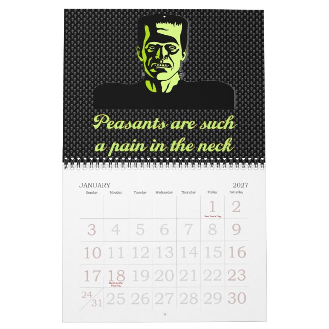 Mural calendrier de dix-huit mois de Halloween (Jan 2027)