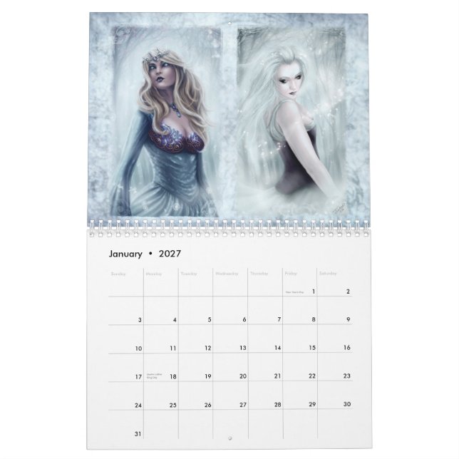 Mural Calendrier de douze mois du royaume de Tiffany (Jan 2027)