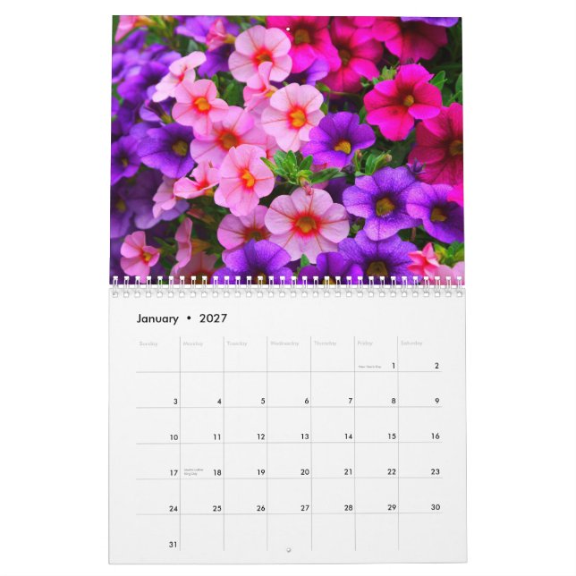 Mural Calendrier de fleurs 2015 (Jan 2027)