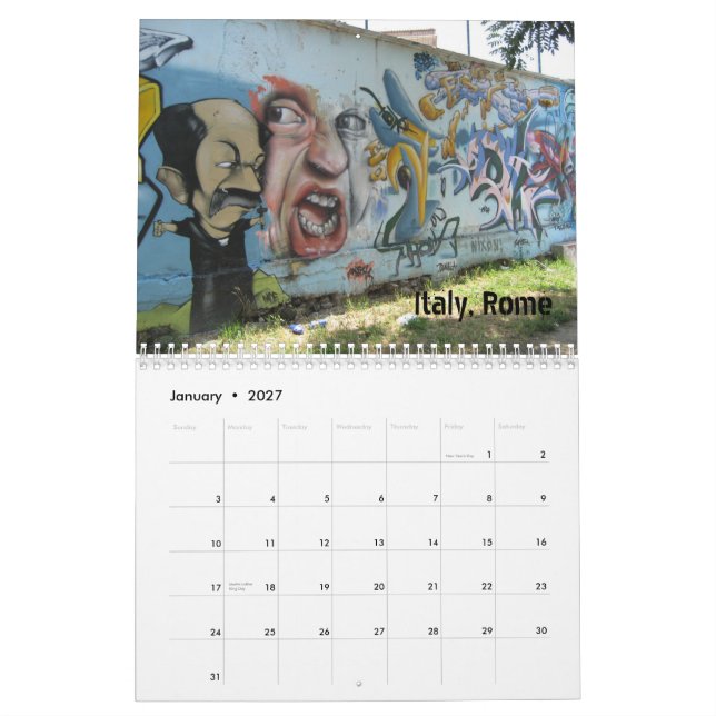 Mural Calendrier de graffiti (Jan 2027)