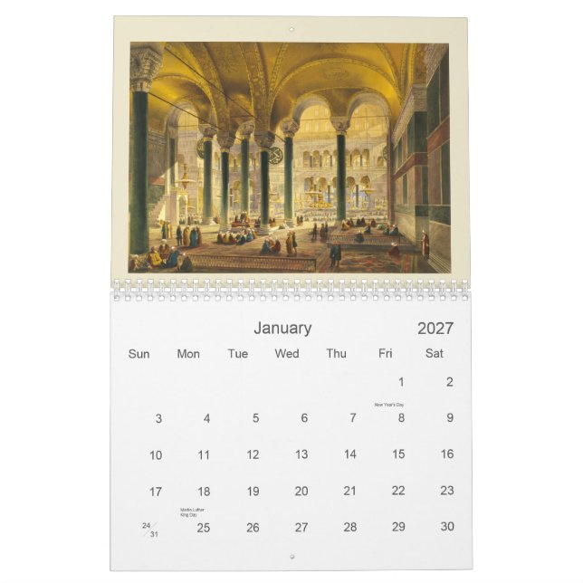 Mural Calendrier de Hagia Sophia (Jan 2027)