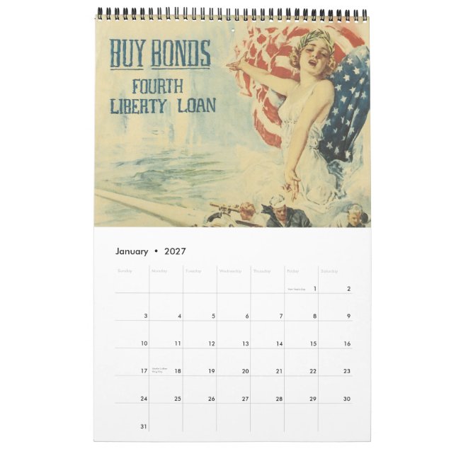 Mural Calendrier de l'affiche de guerre vintage 2012 (Jan 2027)