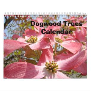 Mural Calendrier de l'arbre de cornouiller rose Fleurs d