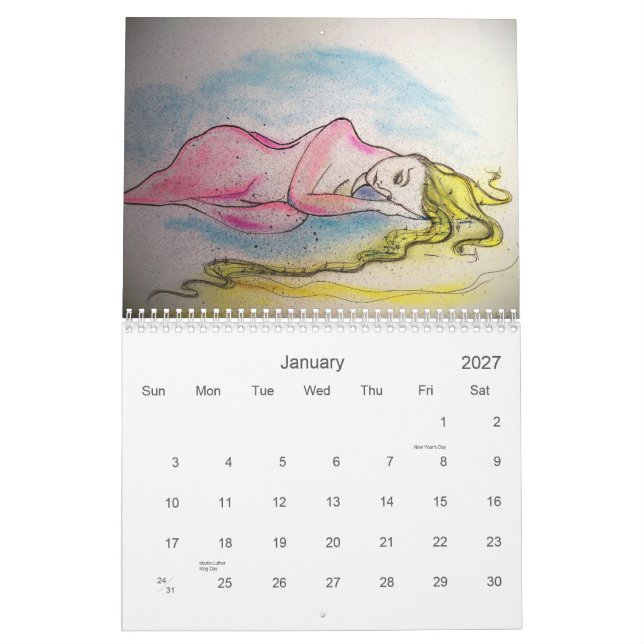 Mural Calendrier "de l'artiste peu intellectuel (Jan 2027)