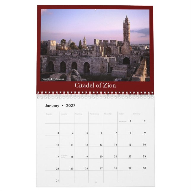 Mural Calendrier de l'Israël (Jan 2027)