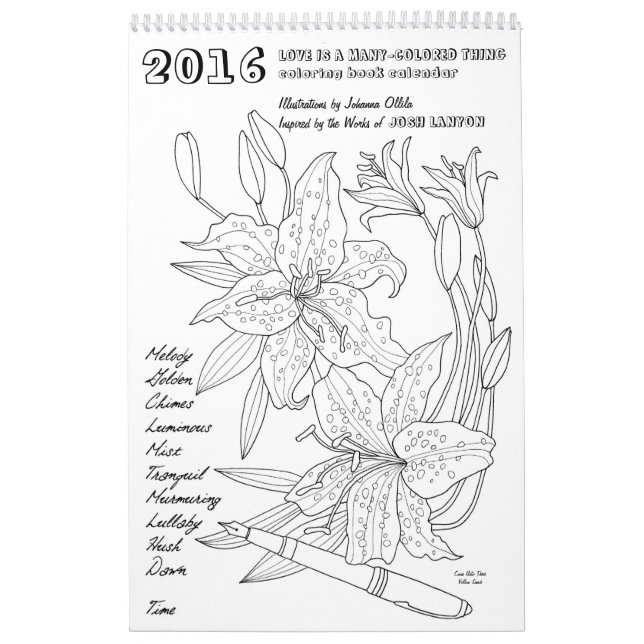 Mural Calendrier de livre de coloriage 2016 de Josh (Protection)