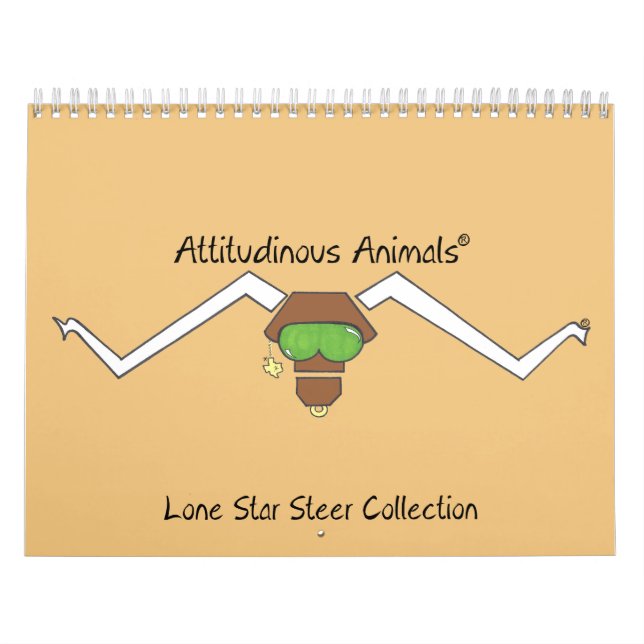 Mural Calendrier de Lone Star Steer Attitudinous Animals (Protection)