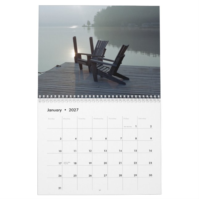 Mural Calendrier de moments d'Adirondack (Jan 2027)