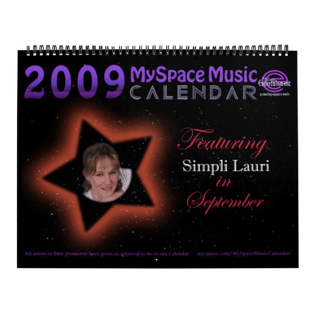Mural CALENDRIER de MUSIQUE de 2009 MYSPACE comportant (Protection)