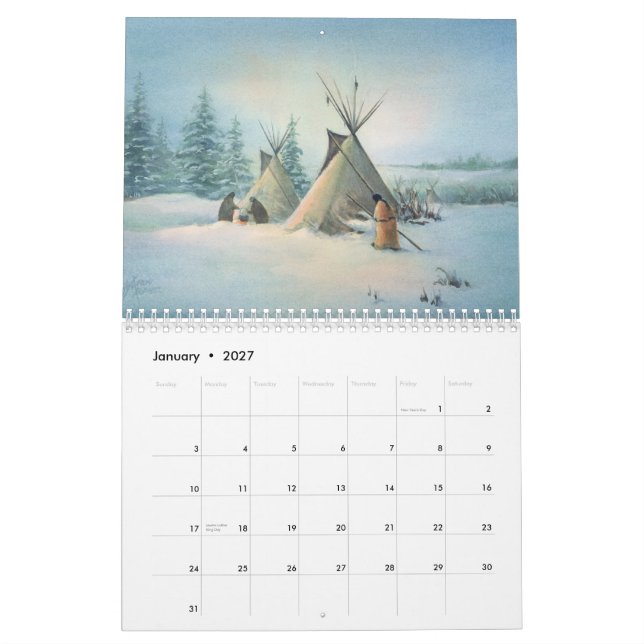 Mural CALENDRIER de NATIF AMÉRICAIN par SHARON SHARPE (Jan 2027)
