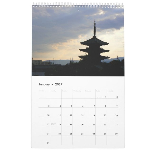 Mural Calendrier de pagoda (Jan 2027)