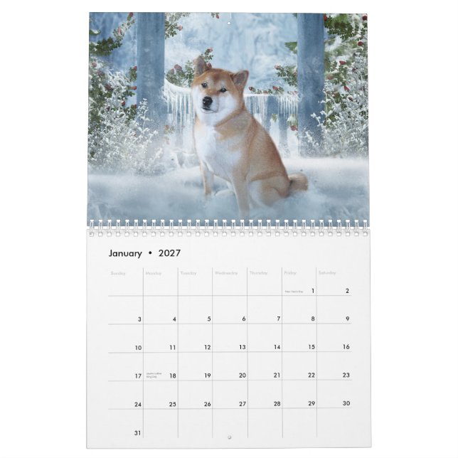 Mural Calendrier de Shiba Inu (Jan 2027)