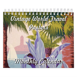 Mural Calendrier des affiches de voyage du monde vintage