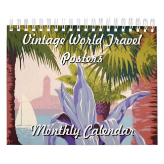 Mural Calendrier des affiches de voyage du monde vintage