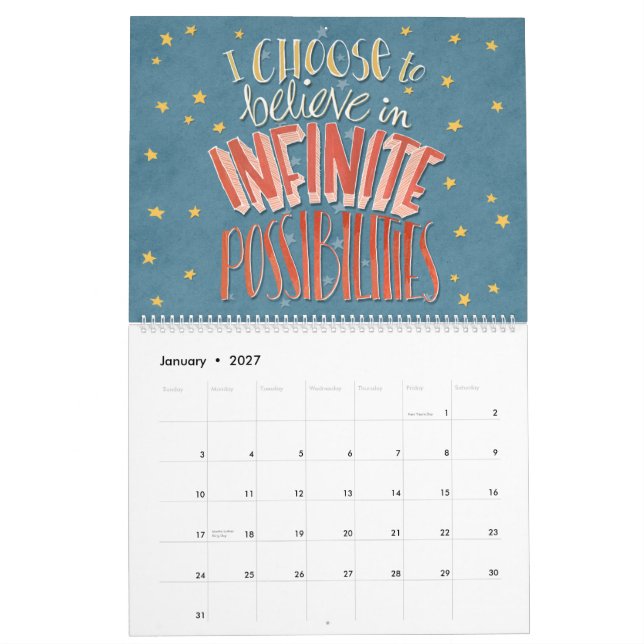 Mural Calendrier des Affirmations "Je choisis" (Jan 2027)