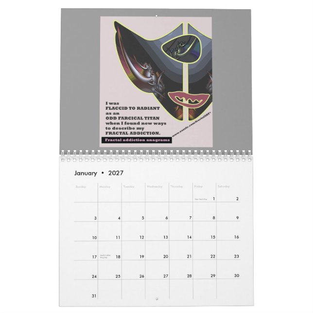 Mural Calendrier des anagrammes 2008 de dépendance de (Jan 2027)