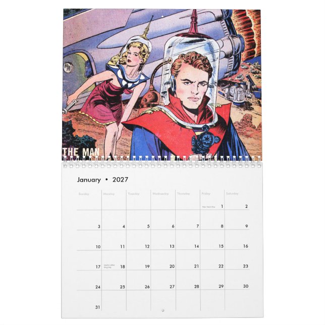 Mural Calendrier des bandes dessinées 2014 de l'espace (Jan 2027)