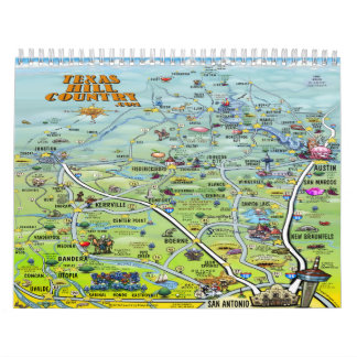 Mural Calendrier des cartes de dessin du pays de Texas H