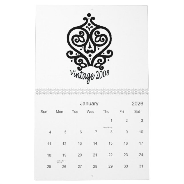 Mural Calendrier des conceptions 2008 (Jan 2026)