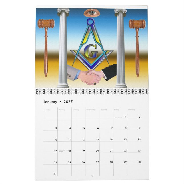 Mural Calendrier des freemasons (Jan 2027)