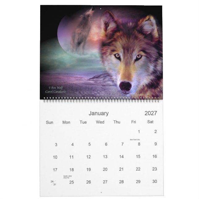 Mural Calendrier des loups 2011 d'esprit (Jan 2027)