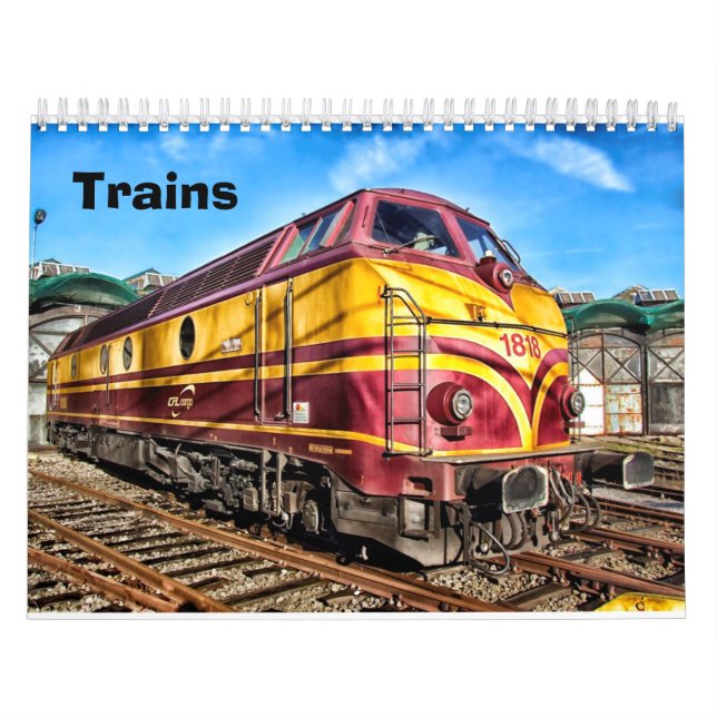 Mural Calendrier des trains vintages et modernes (Protection)