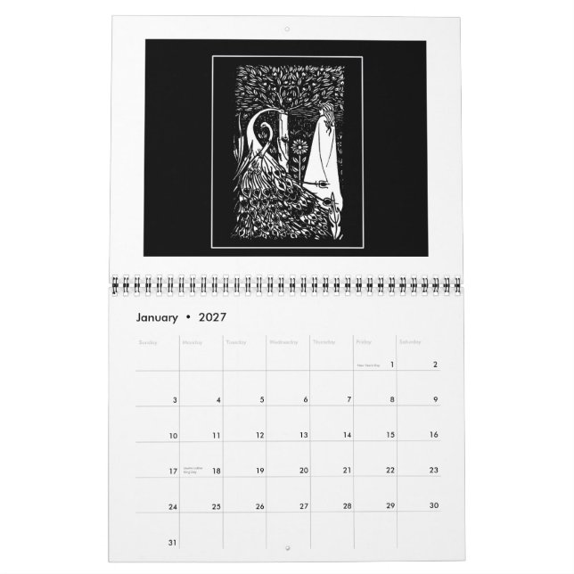 Mural Calendrier d'illustrations de Nouveau d'art de (Jan 2027)