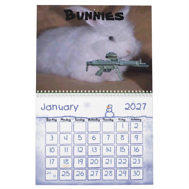 Mural Calendrier drôle d'armes à feu (Jan 2027)