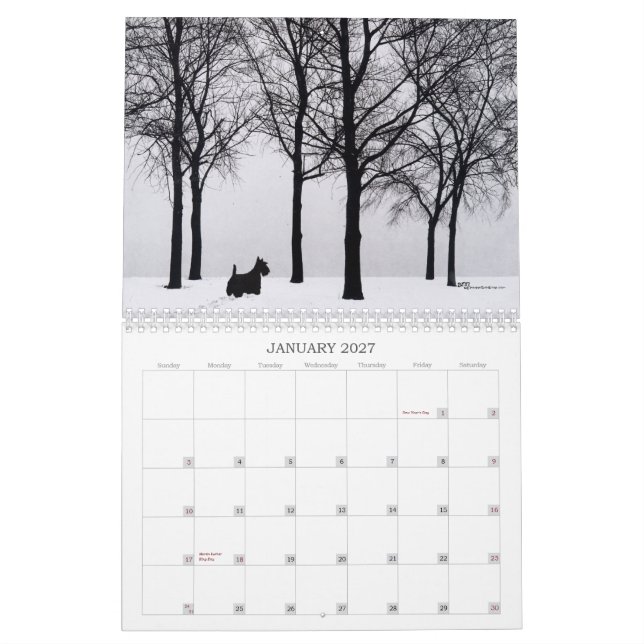 Mural Calendrier du chien Scottie (Jan 2027)