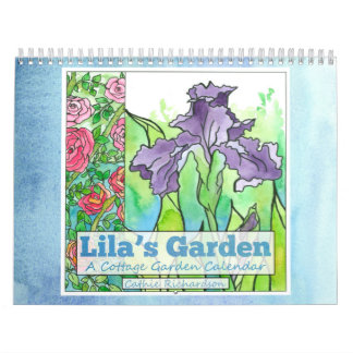 Mural Calendrier du jardin des fleurs d'aquarelle