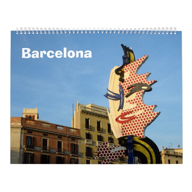 Mural Calendrier du mur de 12 mois Barcelone, Espagne (Protection)
