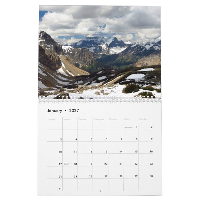 Mural Calendrier du parc national 2015 de glacier (Jan 2027)