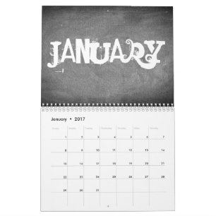 Mural Calendrier du tableau de bord 2018 Texte noir et b