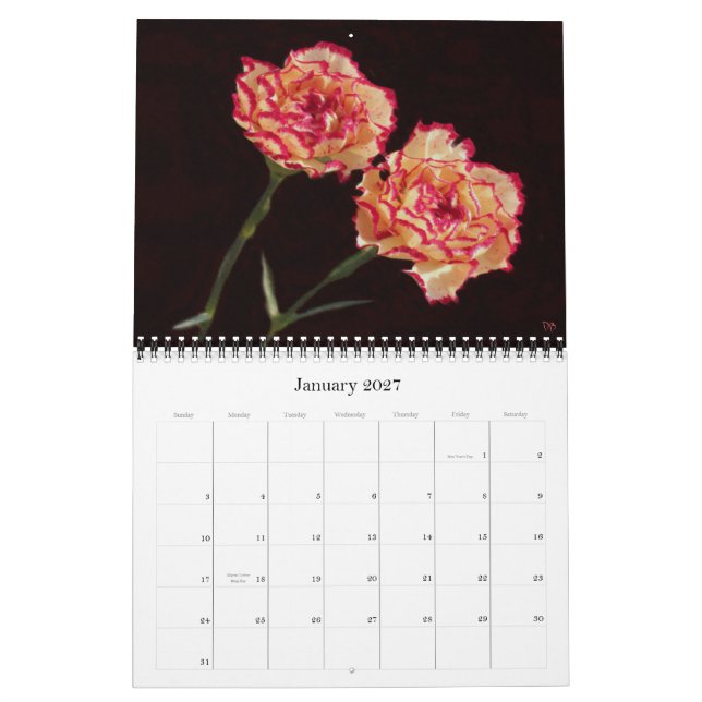 Mural Calendrier floral de Naissance-Mois (Jan 2027)