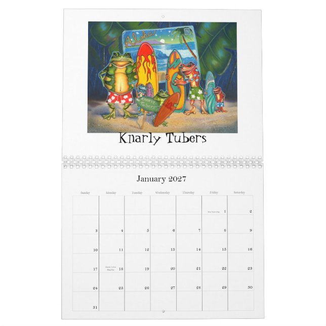 Mural Calendrier génial d'art de grenouille par Jeff (Jan 2027)