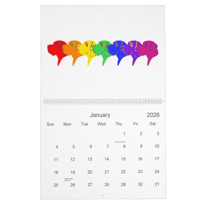 Mural Calendrier Grand Danois (Jan 2026)