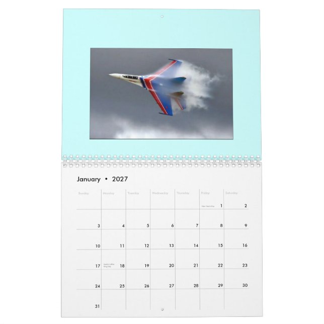 Mural Calendrier imprimé par coutume d'AVION (Jan 2027)